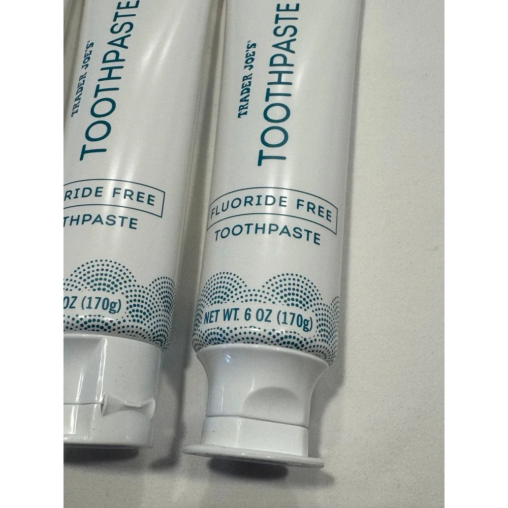 Trader Joe's Peppermint Toothpaste Whitening Fluoride‎ Free 3 Pack 6oz White New